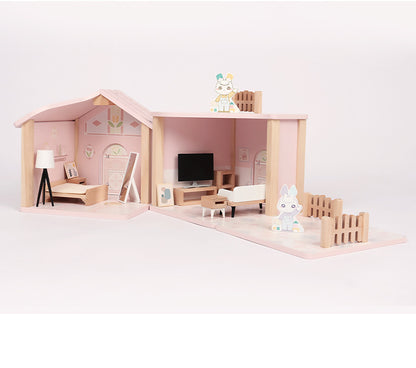 Wooden Dolls House with Furniture and Accessories