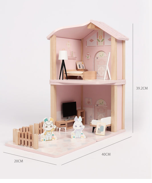 Wooden Dolls House with Furniture and Accessories